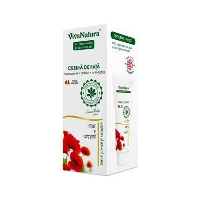 Crema de fata cu aur si argint pentru ten normal si sensibil, 75ml, VivaNatura