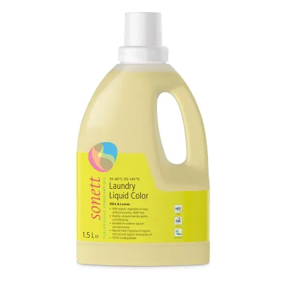 Detergent lichid pentru rufe colorate cu menta si lamaie, ecologic, 1.5L, Sonett