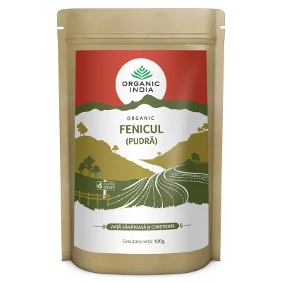 Fenicul pulbere, eco, fara gluten, 100g, Organic India