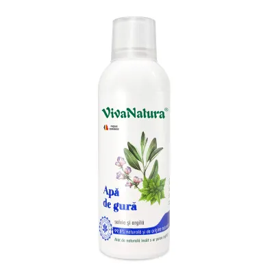 Apa de gura naturala cu salvie si argila, 500ml, VivaNatura
