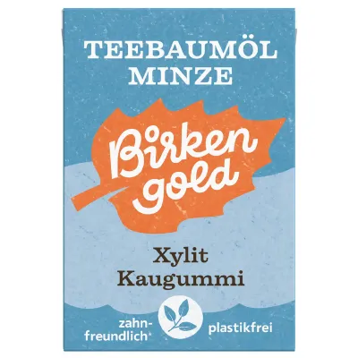 Guma de mestecat cu tea tree si menta indulcita cu xylitol 20 drajeuri 28g Birkengold
