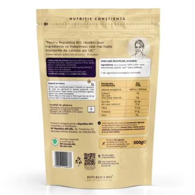 Linte rosie decorticata FARA GLUTEN, 500g, bio, Republica BIO