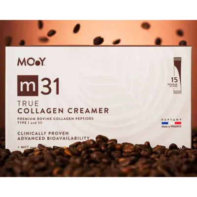 m31 True collagen creamer, colagen hidrolizat bovin premium monodoza, dovedit clinic, beauty, 5.000mg, tip I si III, fara aroma, 15 plicuri, 105 g, natural, Molecules of Youth
