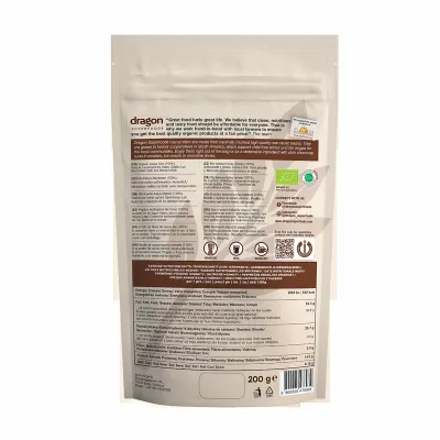 Miez din boabe de cacao criollo bio 200g Dragon Superfoods
