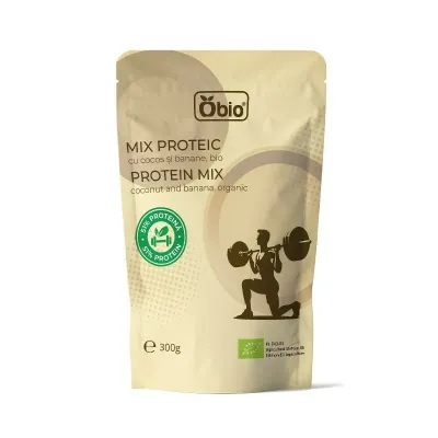 Mix proteic cu cocos si banane bio 300g Obio