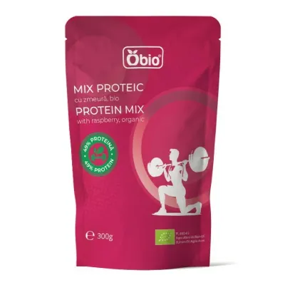 Mix proteic cu zmeura bio 300g Obio