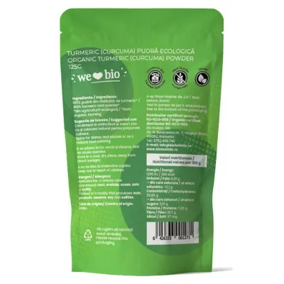 Turmeric pudra bio 125g Obio