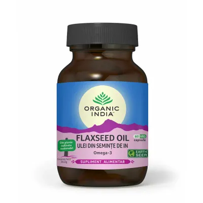 Ulei din Seminte de In - Omega 3, 60 caps veg, Organic India