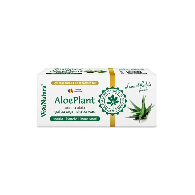 Aloe Plant - gel cu argint si Aloe Vera 100% natural, 20ml, VivaNatura