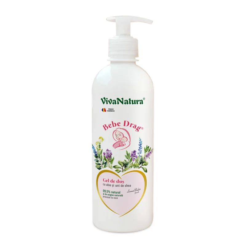 Bebe Drag Gel de dus cu aloe si unt de shea, 500ml, VivaNatura