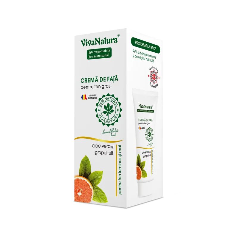 Crema de fata pentru ten gras cu Aloe Vera cu grapefruit, 75ml, VivaNatura