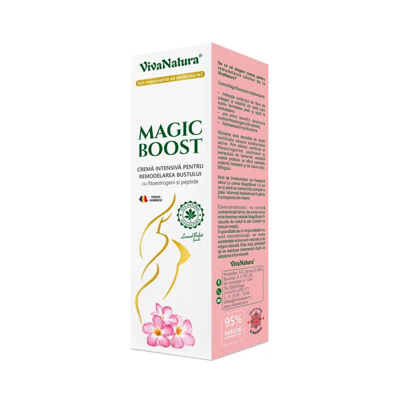Crema Intensiva Pentru Remodelarea Bustului Cu Fitoestrogeni Si Peptide Magic Boost, 145ml, Vivanatura