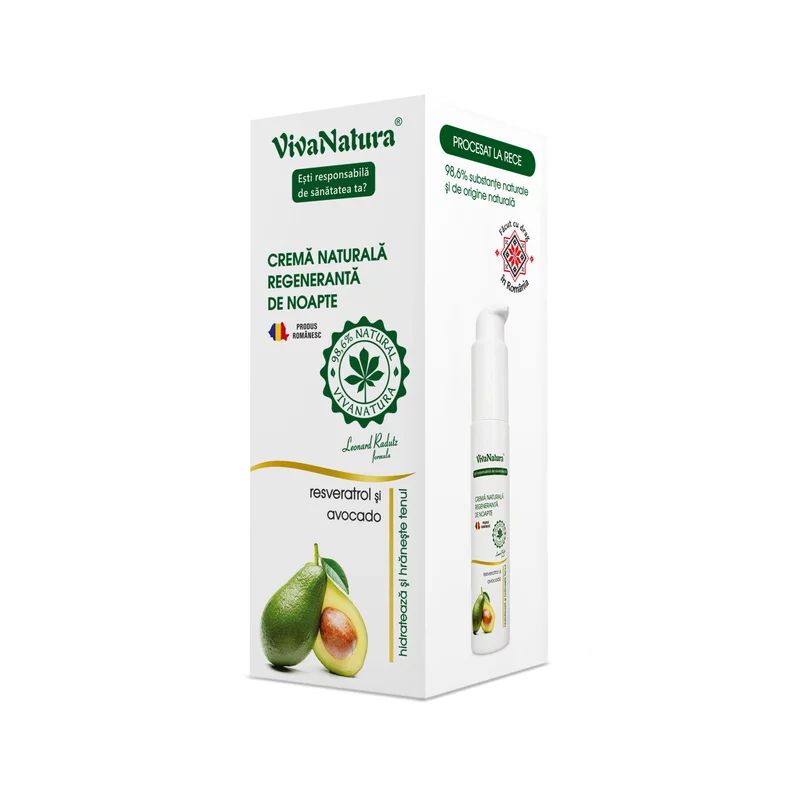Crema naturala regeneranta de noapte cu avocado si resveratrol, 45ml, VivaNatura