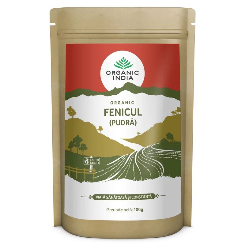 Fenicul pulbere, eco, fara gluten, 100g, Organic India