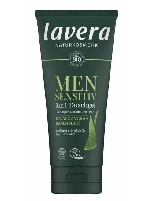Gel de dus 3 in 1 Men Sensitive cu aloe vera si bambus ecologic 200ml Lavera
