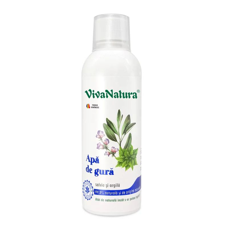 Apa de gura naturala cu salvie si argila, 500ml, VivaNatura