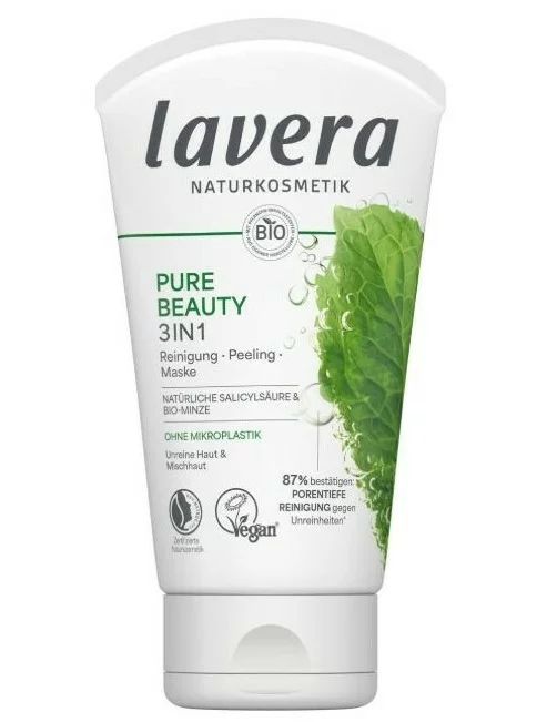 Masca exfolianta de curatare 3in1 cu acid salicilic si menta Pure Beauty 125ml Lavera