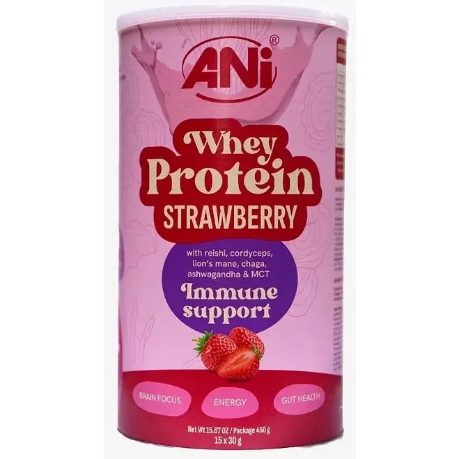 Proteina din zer cu capsuni, ciuperci si ulei MCT 450g ANi