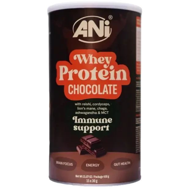 Proteina din zer cu ciocolata, ciuperci si ulei MCT 450g ANi