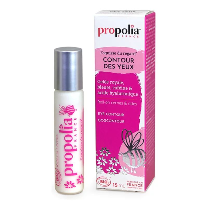 Roll-on pentru conturul ochilor cu laptisor de matca, albastrele, cafeina si acid hyaluronic ecologic 15ml Propolia