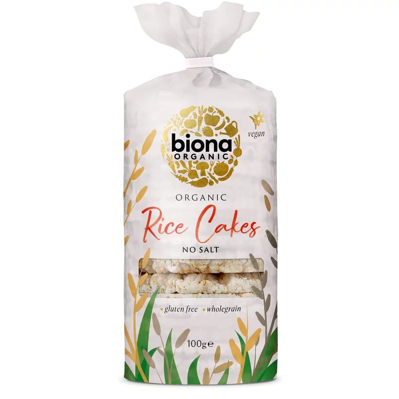 Rondele de orez integral expandat fara sare bio 100g Biona