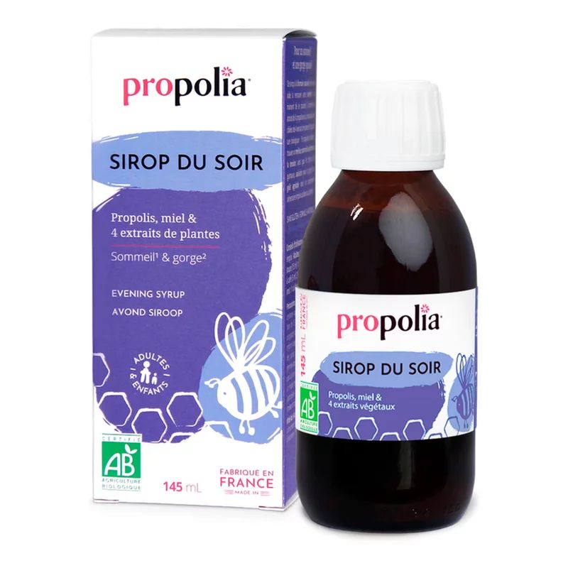 Sirop de seara pentru somn si gat cu propolis, miere si 4 plante bio 145ml Propolia