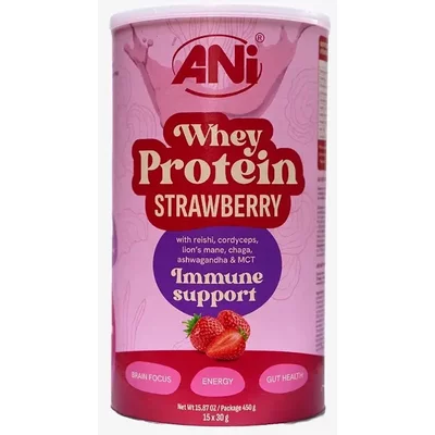 Proteina din zer cu capsuni, ciuperci si ulei MCT 450g ANi