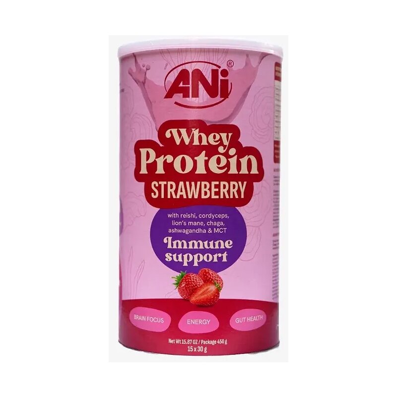 Proteina din zer cu capsuni, ciuperci si ulei MCT 450g ANi