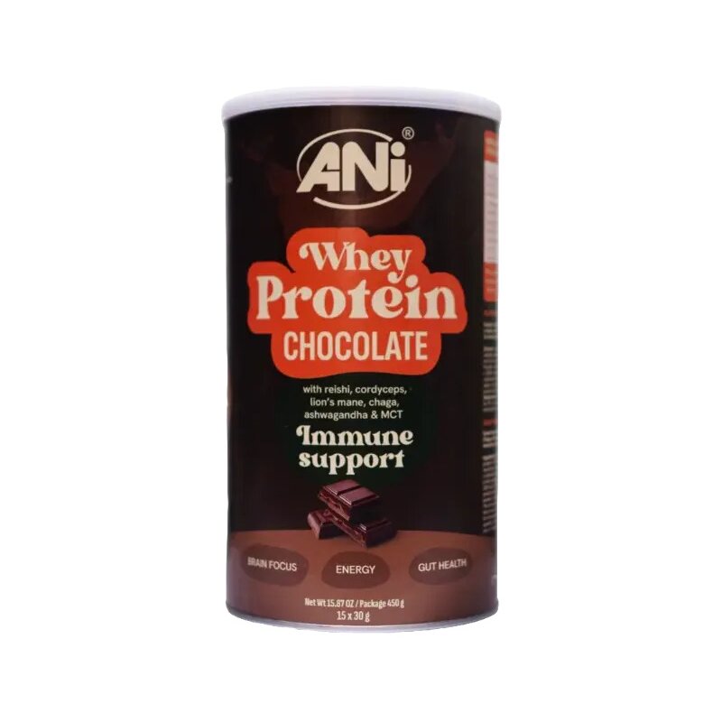 Proteina din zer cu ciocolata, ciuperci si ulei MCT 450g ANi