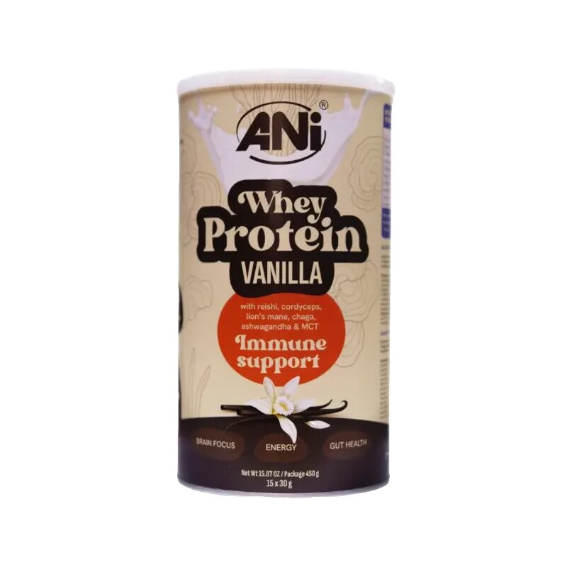Proteina din zer cu vanilie, ciuperci si ulei MCT 450g ANi