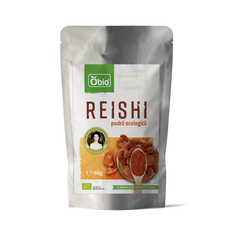 Reishi pulbere bio, 60g - obio