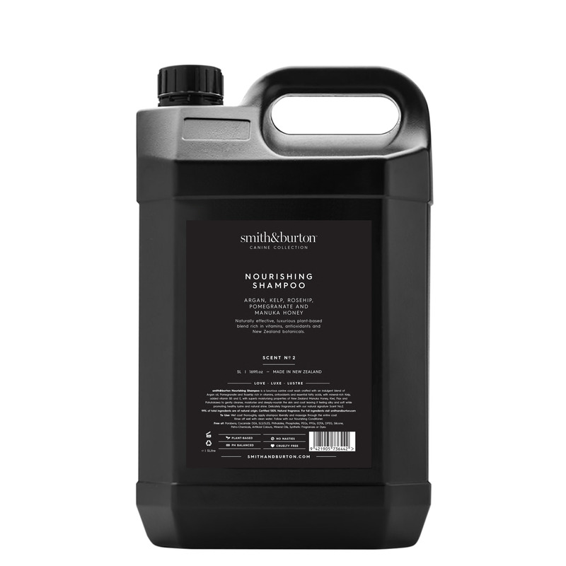 Sampon hranitor bio cu argan, kelp, miere de manuka, macese si rodie, 5 l, smith & burton