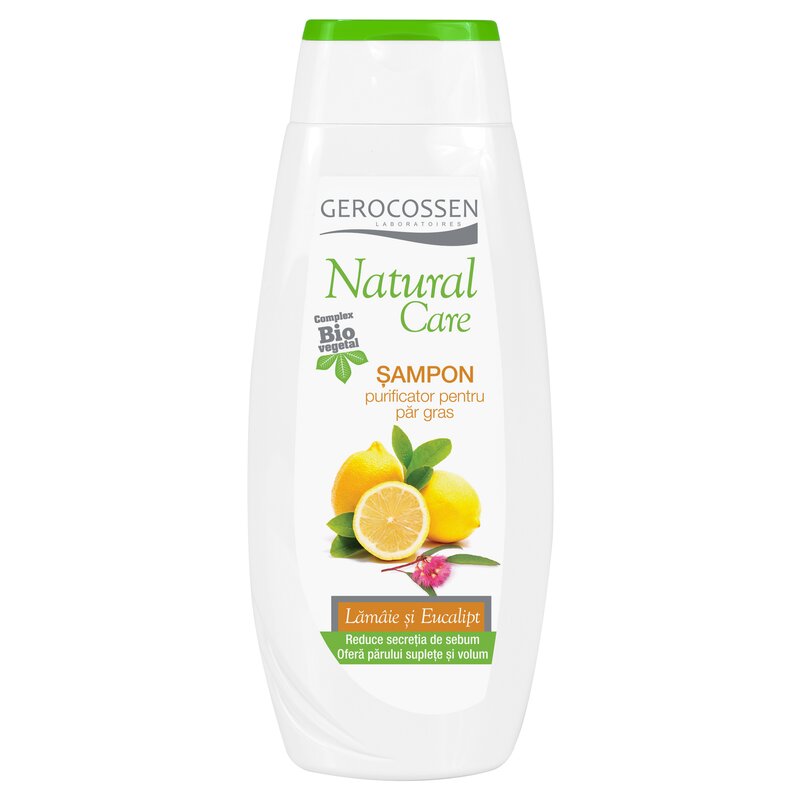 Sampon natural care, purificator pentru par gras, cu lamaie si eucalipt, 400 ml, gerocossen