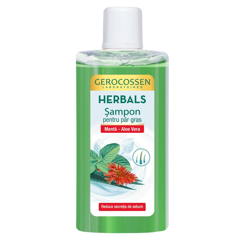 Sampon pentru par gras, cu menta si aloe vera, Herbals, 300ml, Gerocossen