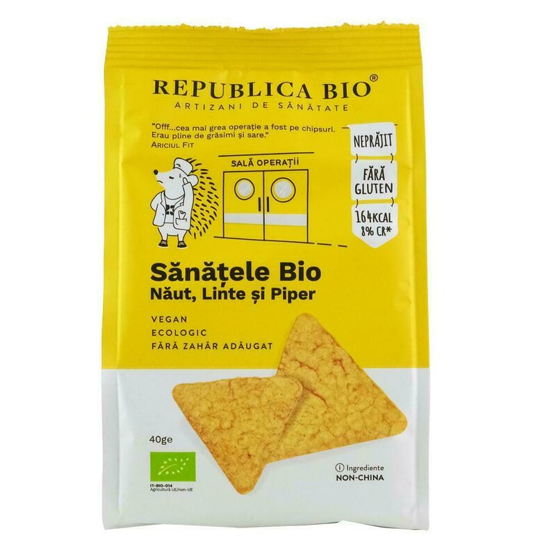 Sanatele bio naut, linte si piper, ecologic, fara gluten, 40g, republica bio
