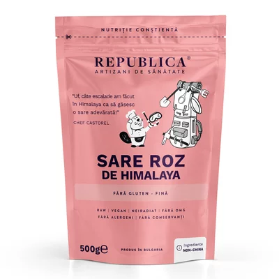 Sare roz de Himalaya FARA GLUTEN, fina, natural, 500g, Republica BIO