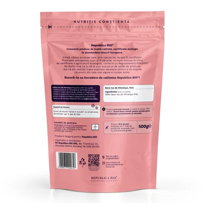 Sare roz de Himalaya FARA GLUTEN, fina, natural, 500g, Republica BIO