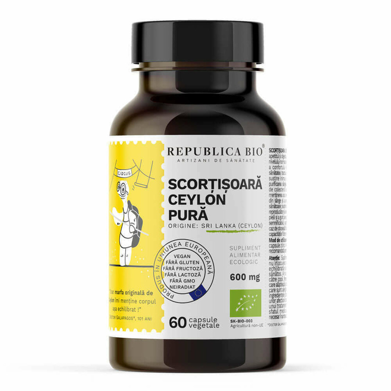 Scortisoara ceylon pura, ecologica, 60 capsule, republica bio