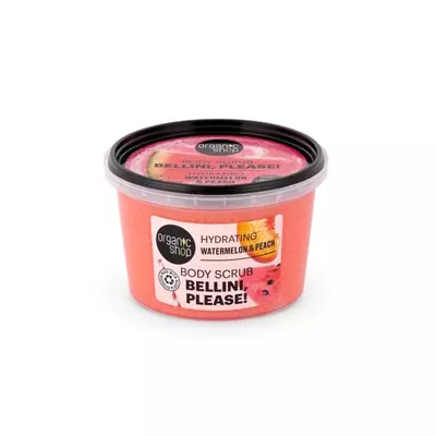 Scrub de corp delicios cu piersica si pepene Bellini, Please! 250ml, Organic Shop