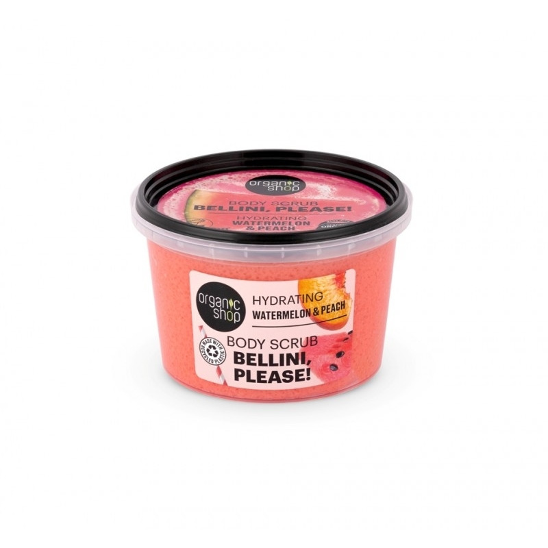 Scrub de corp delicios cu piersica si pepene bellini, please! 250ml, organic shop