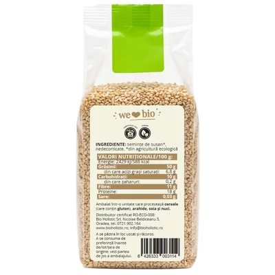 Seminte de susan alb integral nedecorticate bio 200g Obio