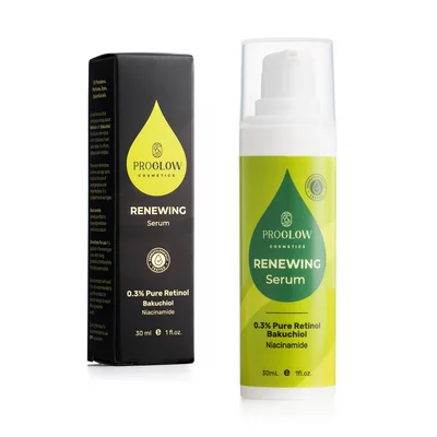 Ser antirid, RENEWING Serum, 0.3% Retinol incapsulat, Bakuchiol si Niacinamida, 30ml, ProGlow