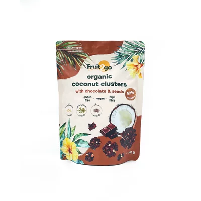 Snack crocant de nuca de cocos cu seminte si ciocolata bio 140gr Fruit2Go