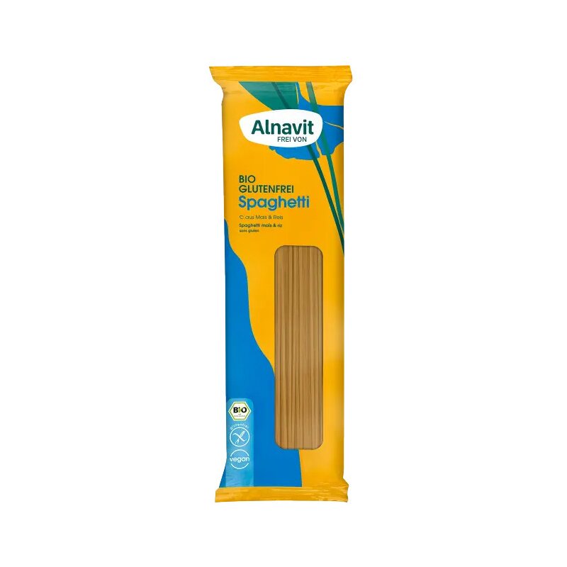 Spaghetti din porumb si orez fara gluten, bio, 500g alnavit