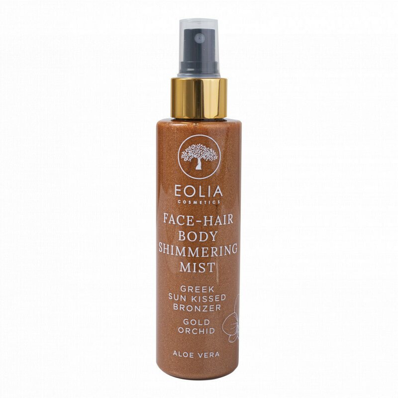 Spray hidratant pentru par si corp cu sclipici fin auriu si aroma de ordidee, 150 ml, eolia cosmetics
