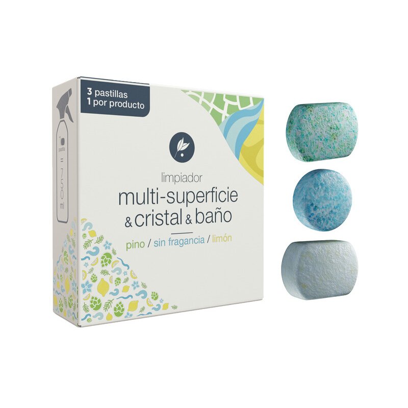 Tablete pentru curatat sticla, baie, multi-suprafete, 3 buc, neletab