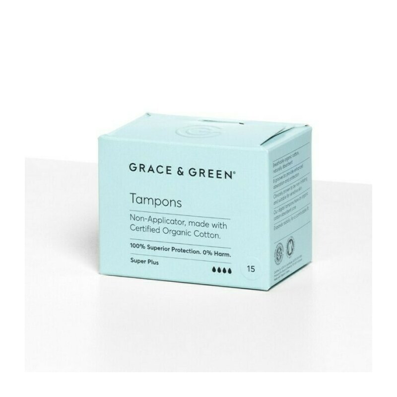 Tampoane din bumbac organic 100% super plus (15 buc), grace and green