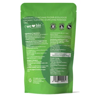 Turmeric pudra bio 125g Obio