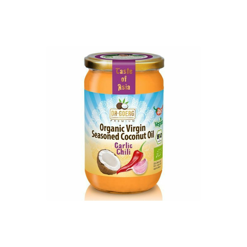 Ulei de cocos condimentat cu usturoi si chilli bio, 190ml dr. goerg
