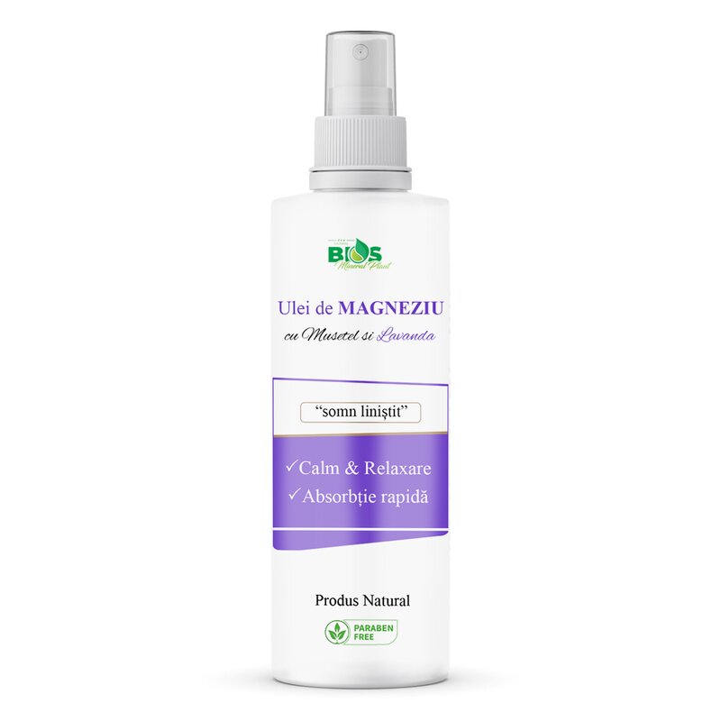 Ulei de magneziu cu musetel si lavanda somn linistit, 200 ml bios mineral plant